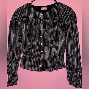 LeRumi Black Printed Button Up Top